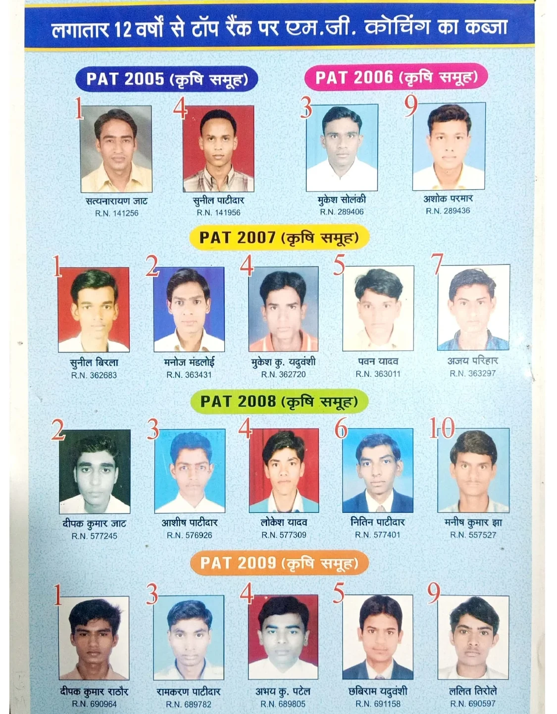 MGCI-PAT-2005-06-07-08-09 Result | Best PAT Coaching in indore